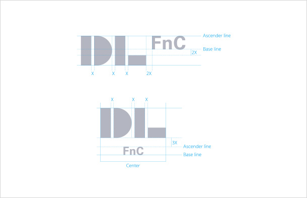 DL FnC 영문로고, 국문 DL FnC로고 여백 가이드